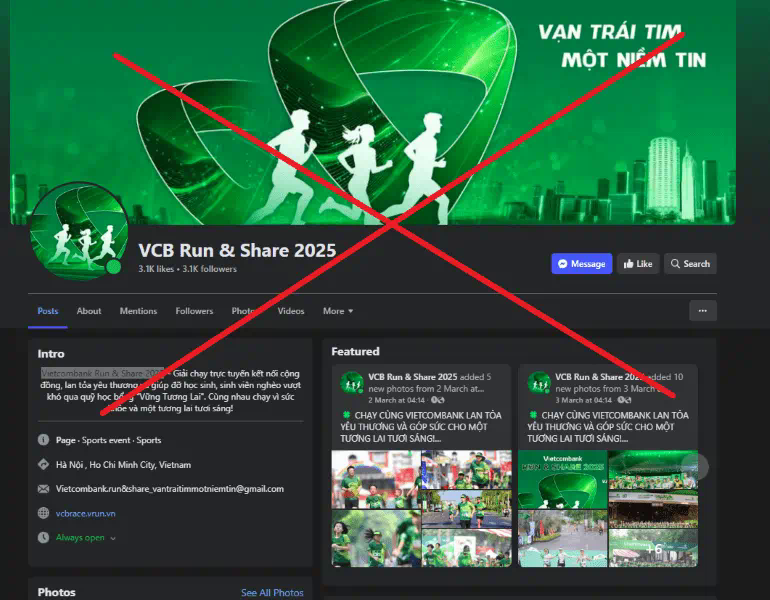 Cảnh báo lừa đảo giải chạy vietcombank