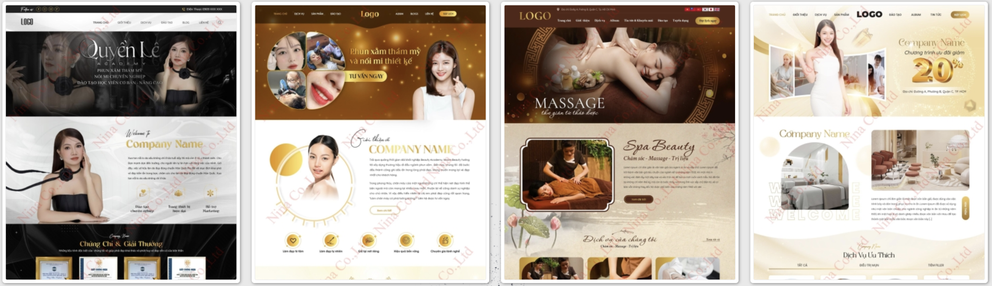 mẫu website spa thiết kế tại công ty NINA