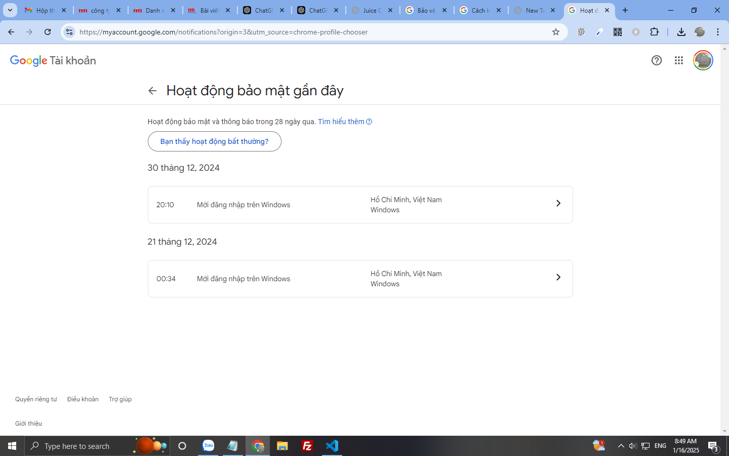 Cách kiểm tra hoạt động tài khoản Gmail