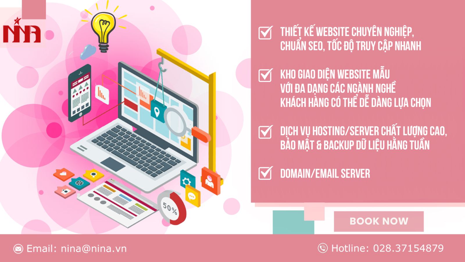 hosting công ty NINA, thiết kế website 